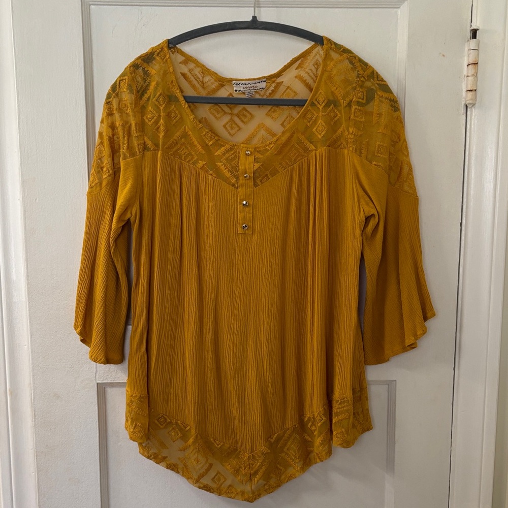Mustard Lace Detail Blouse